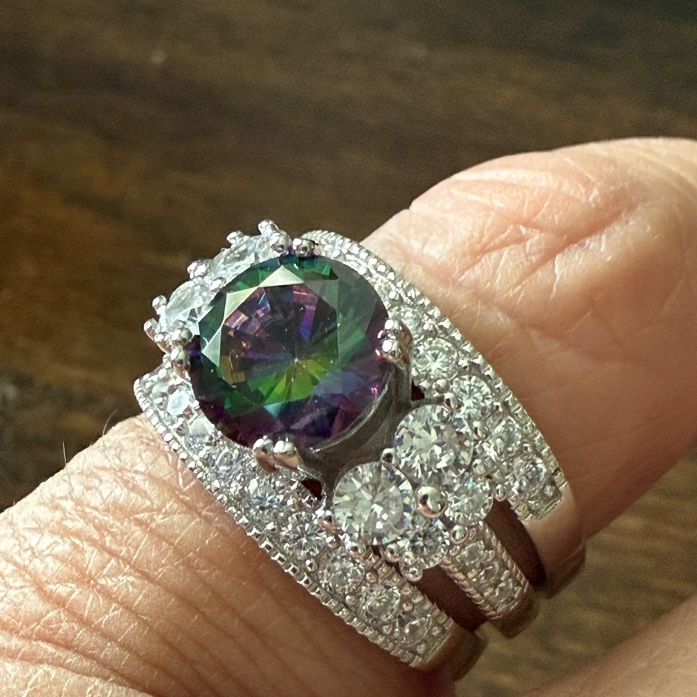 Mystic Topaz three ring set